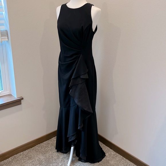 Adrianna Papell Crew Neck Sleeveless Cascading Ruffle High-Low Dress Size 8 - Picture 9 of 12